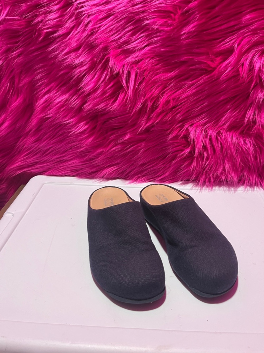 Ladies Blue FITFLOPS CANVAS MULE SANDALS